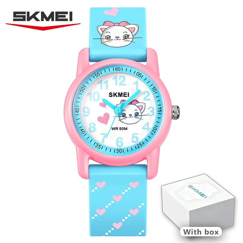 Relojes deportivos SKMEI para niños, resistentes al agua 50m, regalo para niñas y niños, reloj de animales lindo, fácil de leer, correa de TPU de cuarzo para niños