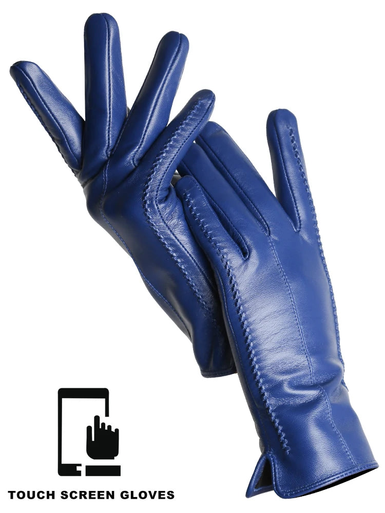 Damen-Lammfellhandschuhe Winter Warm mit Plüschfutter