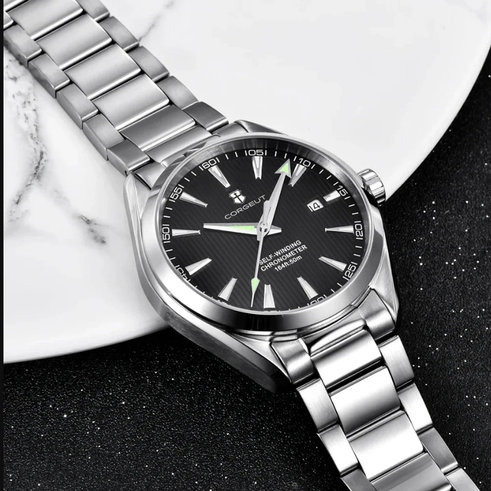 Luxury NH35 Movt Custom Logo 41mm Man Sport Automatic Relogio Masculino Mechanical Wristwatch Sapphire Steel Band Men's Watch