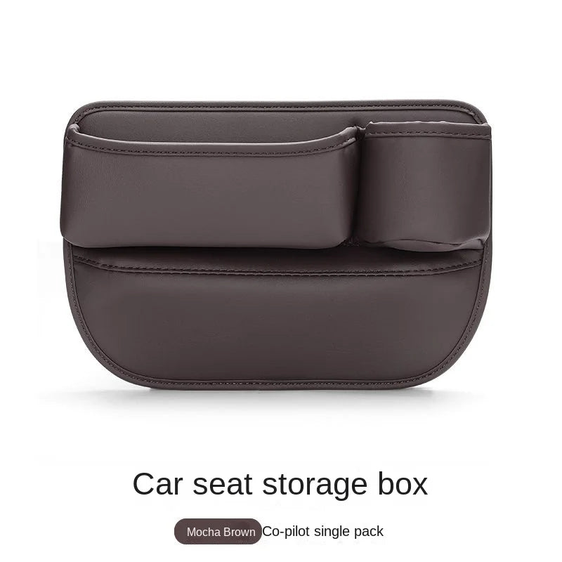 Leather Car Seat Gap Organizer with Cup Holder and Storage Pocket