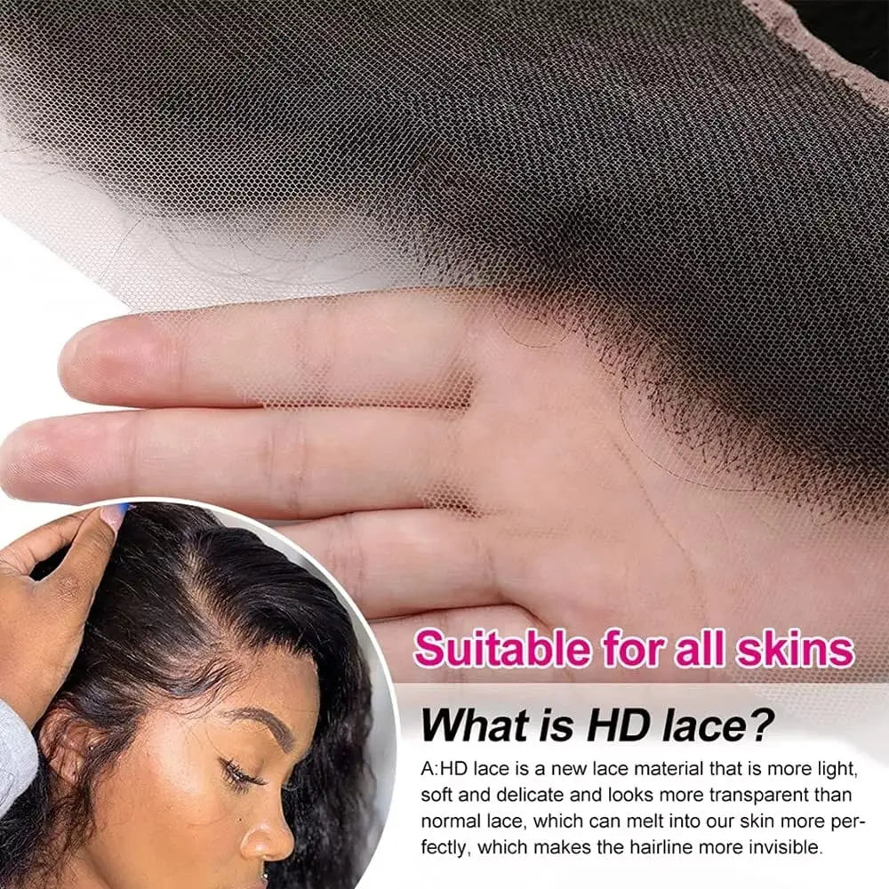 12A Lace HD Transparent Frontal 13x4 Water Wave 4X4 Closure Human Hair Brazilian Loose Closure Deep Water Kinky Curly Straight