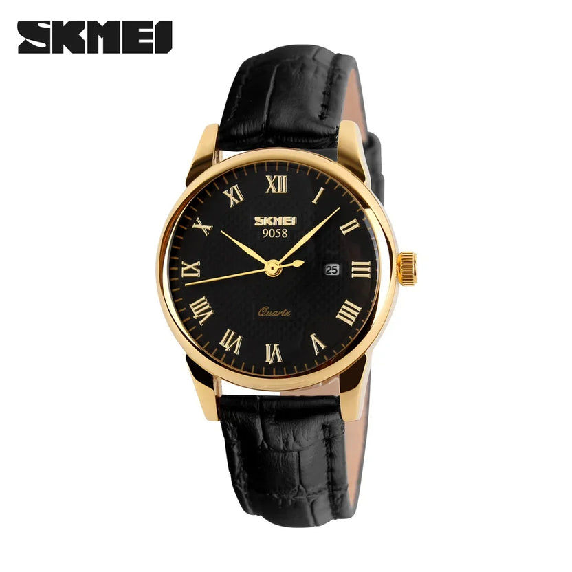 Reloj SKMEI 9058 de cuarzo con correa de cuero para hombre y mujer