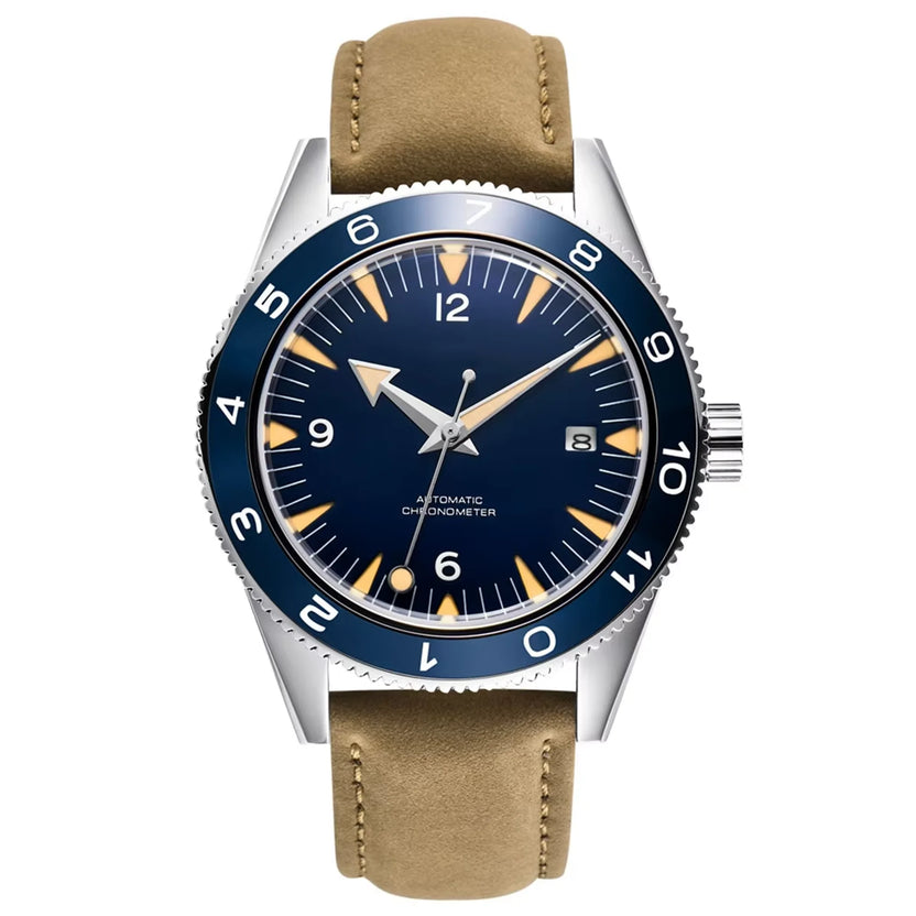 Męski zegarek 41 mm z własnym logo, luksusowy zegarek biznesowy z mechanizmem automatycznym NH35, szafirowe szkło, datownik, zegarek nurkowy