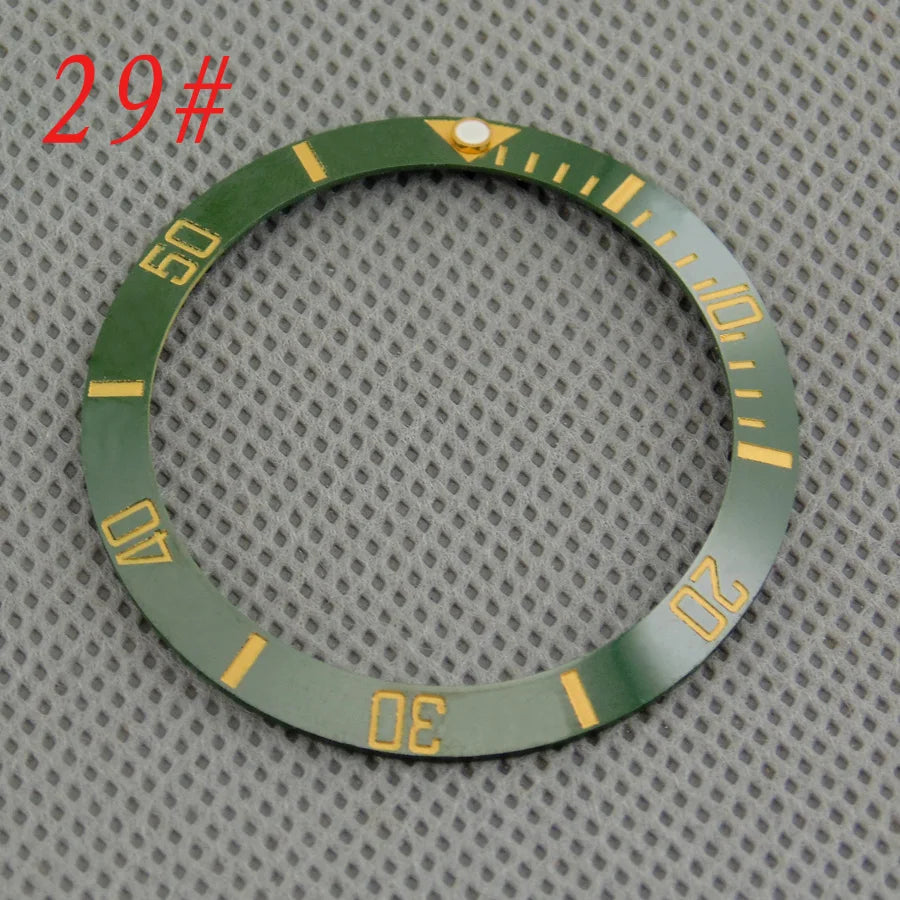 Inserto de bisel de cerámica negro, azul, blanco y verde de 38 mm para reloj automático para hombre Submariner de 40 mm