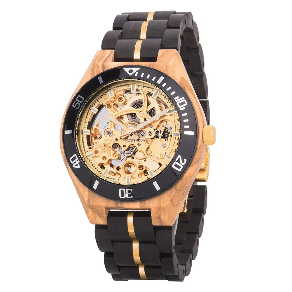 Wooden Automatic Mechanical Watch Men Wristwatch BOBO BIRD Top Fashion Luminous Hands Clock Custom Gift Box Relogio Masculino