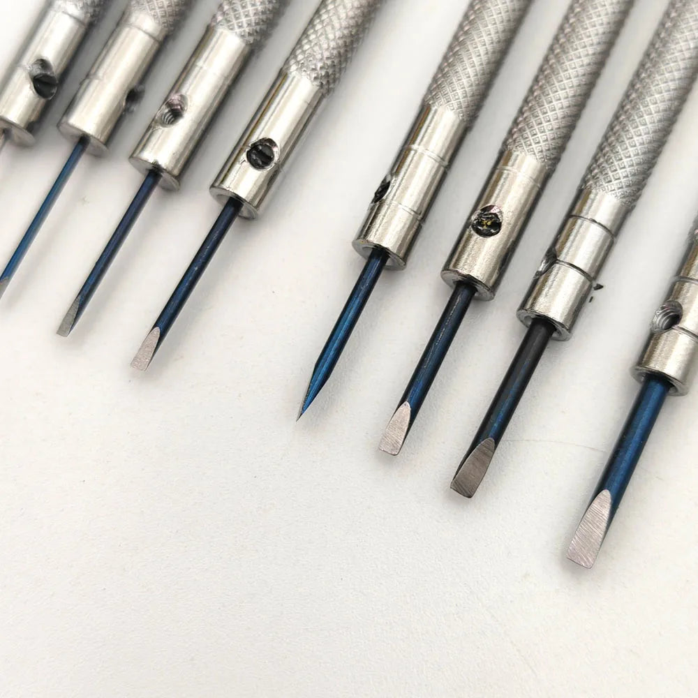 Juego de 8 destornilladores planos de precisión de 0,6 mm a 2,5 mm, 100% nuevos, para relojeros y joyeros