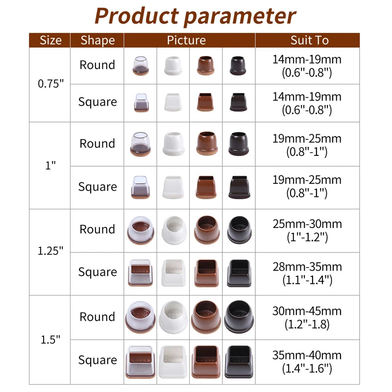 24 PCS Chair Leg Protectors for Hardwood Floors Thick Felt Pads Table Furniture Leg Cover Smooth Moving Chair Feet Caps Square