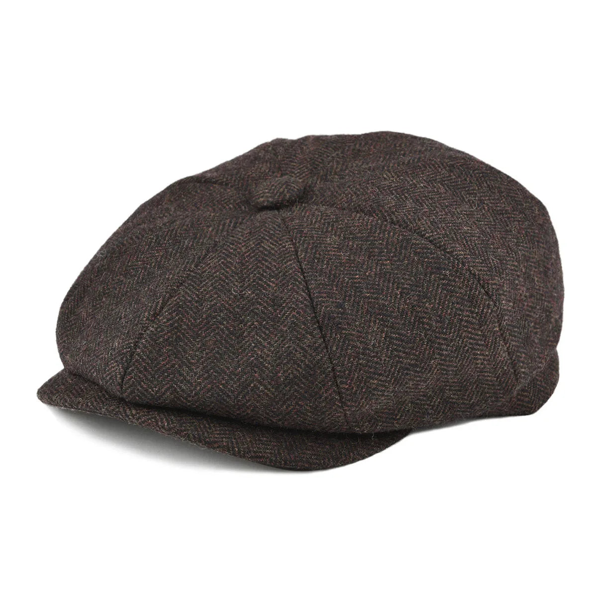 BOTVELA Wełniana czapka typu newsboy w jodełkę, męska i damska, czapka Gatsby w stylu retro, 8-panelowa czapka typu driver, czarna, brązowa, zielona, granatowa, kawowa