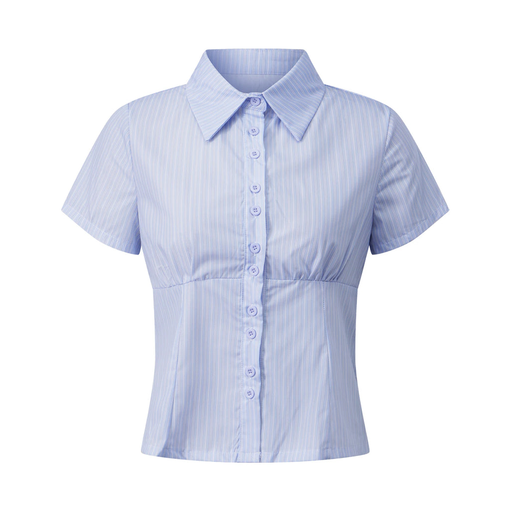 Women's White Slim Fit Button-Up Cotton Polyester Shirt