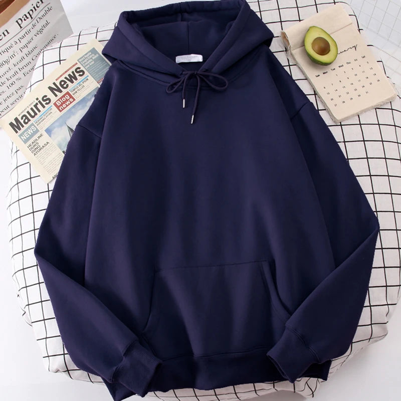 Autumn Casual Women's Solid Hoodie Comfortable Strecth Sweatshirts Loose Pocket Warm Clothes Fashion Street Female Pullovers
