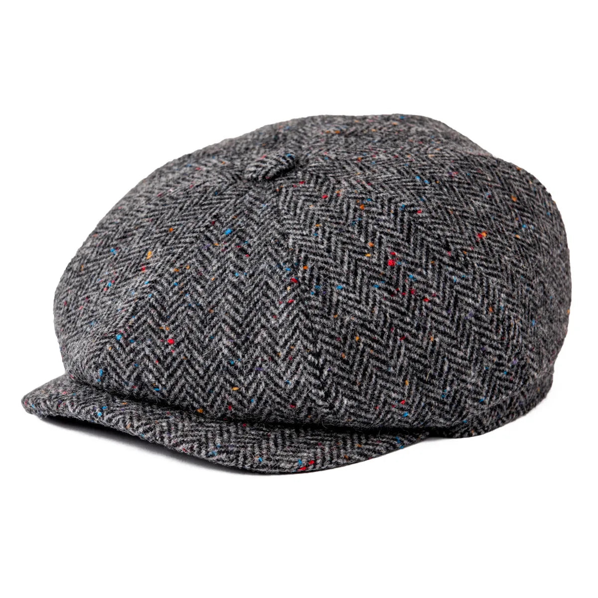 BOTVELA Wełniana czapka typu newsboy w jodełkę, męska i damska, czapka Gatsby w stylu retro, 8-panelowa czapka typu driver, czarna, brązowa, zielona, granatowa, kawowa
