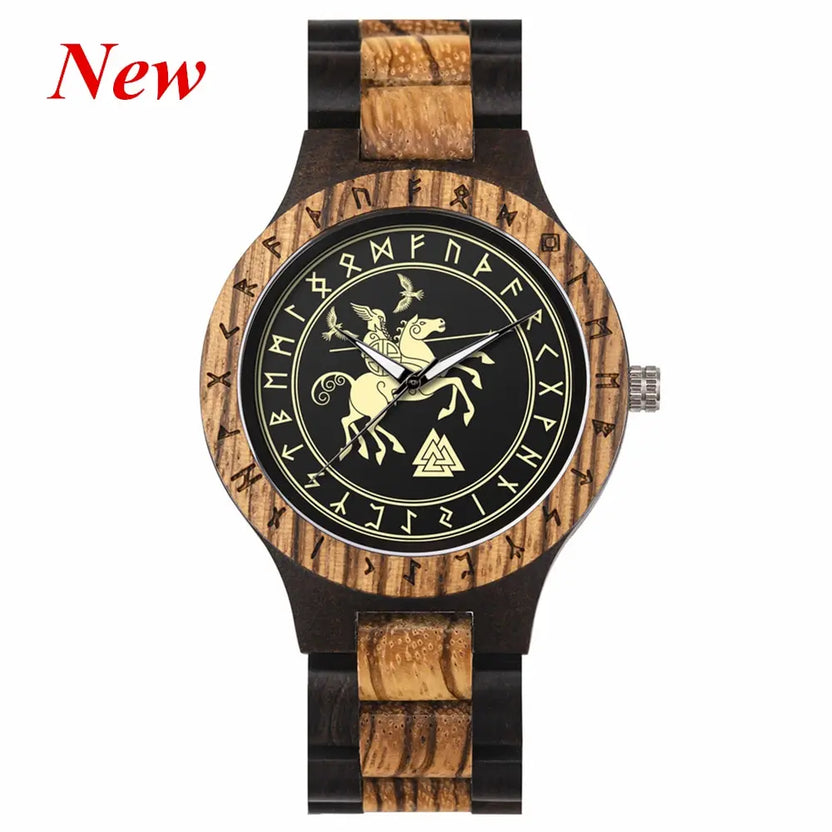 BOBO BIRD Watches for Man Viking Odin Rune Men Quartz Wristwatches Cultural Totem Dail With Wooden Strap Reloj De Hombre