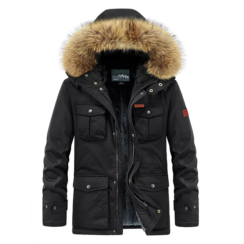 Parka de moda para hombre, talla grande 8XL, con capucha, gruesa, abrigada, resistente al viento, chaqueta de invierno para hombre