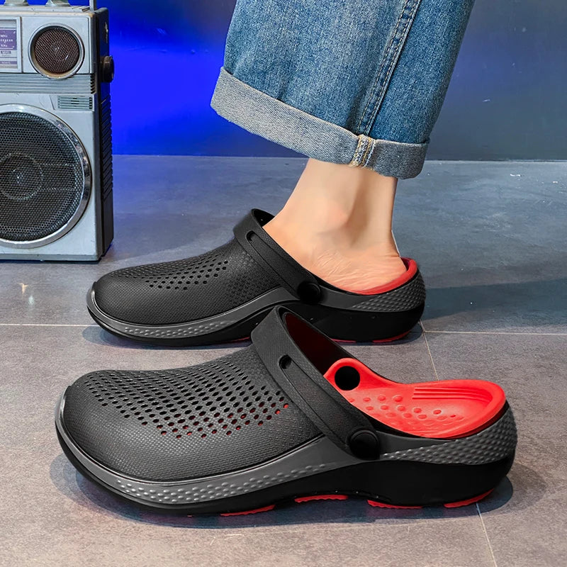 Sandalias de punta abierta antideslizantes para hombre, ideales para verano y uso al aire libre, pantuflas deportivas de playa de talla grande