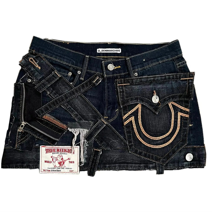 Krótka spódnica jeansowa w stylu Y2K Gothic Punk, damska, w stylu Harajuku, retro, z naszywkami, zapinana na zamek, streetwear, niska talia, vintage, minispódnica jeansowa