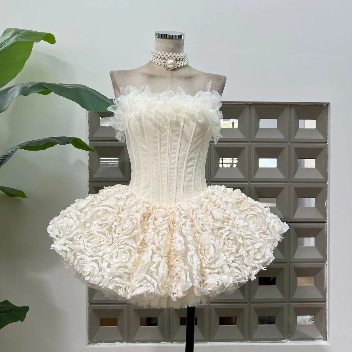 Sexy Strapless Floral Ruffles a Line Mini Dresses for Women Elegant Sleeveless Backless Slim Gowns Party Birthday Cocktail Dress