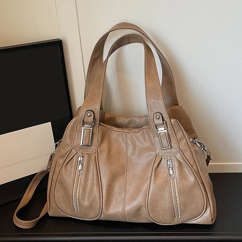 PU Leather Large Capacity Casual Tote Bag for Women