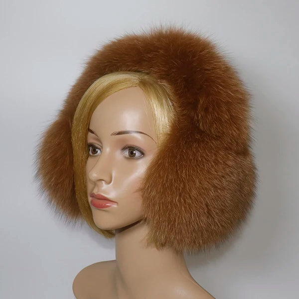 Real Fox Fur Earmuffs for Winter Women Warm Natural Raccoon Fur Earmuffs Girls Ear Warmer Genuine Fur Scarves Plush Ear Muff