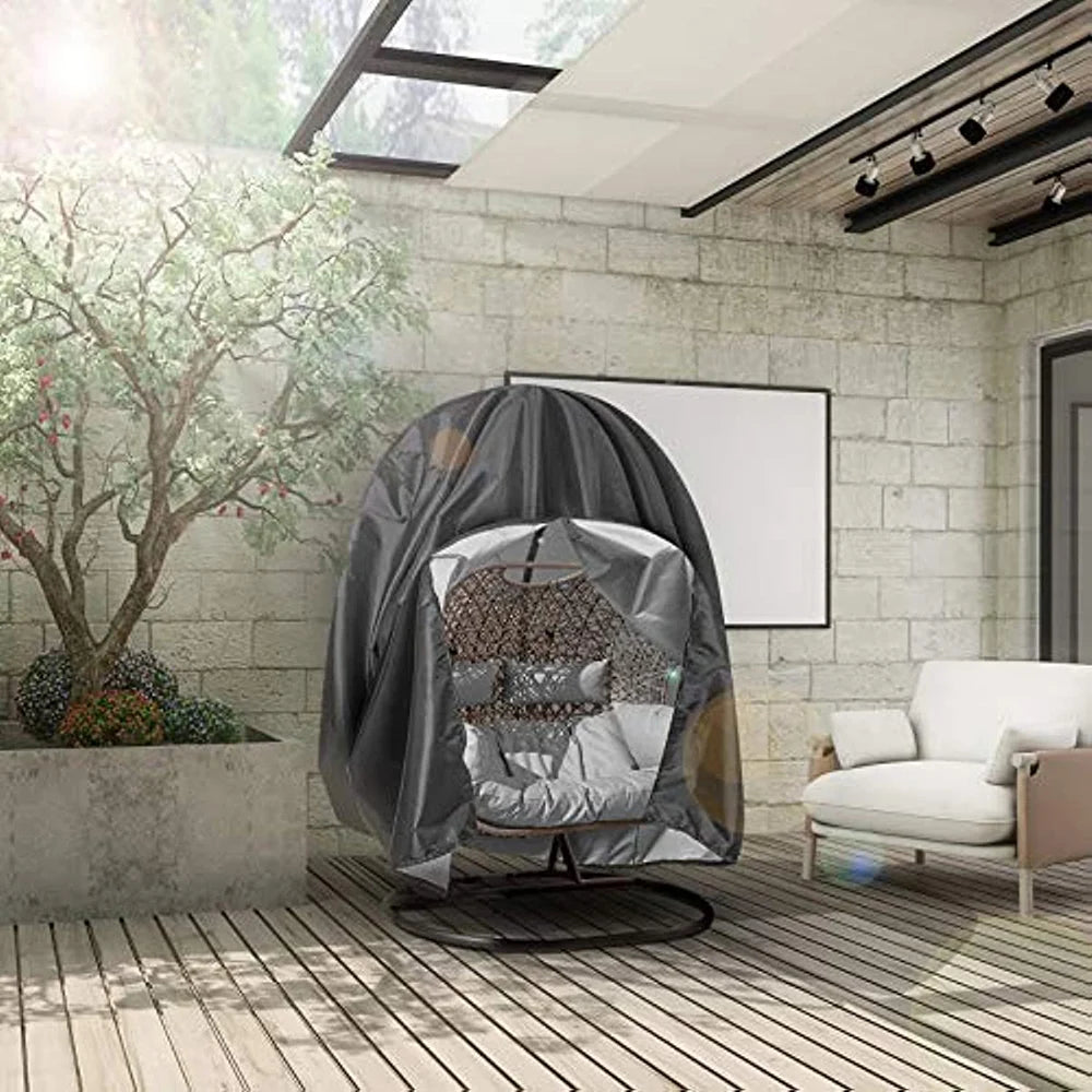Funda para silla colgante, protector de muebles, impermeable con cremallera, resistente a la lluvia, al óxido, duradero, anti-UV, a prueba de viento, para jardín.
