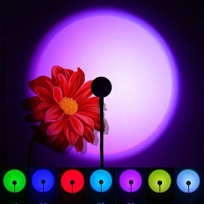 1x USB solnedgångslampa LED regnbåge neon nattlampa projektor fotografi vägg stämningsbelysning för sovrum hem rumsdekoration present
