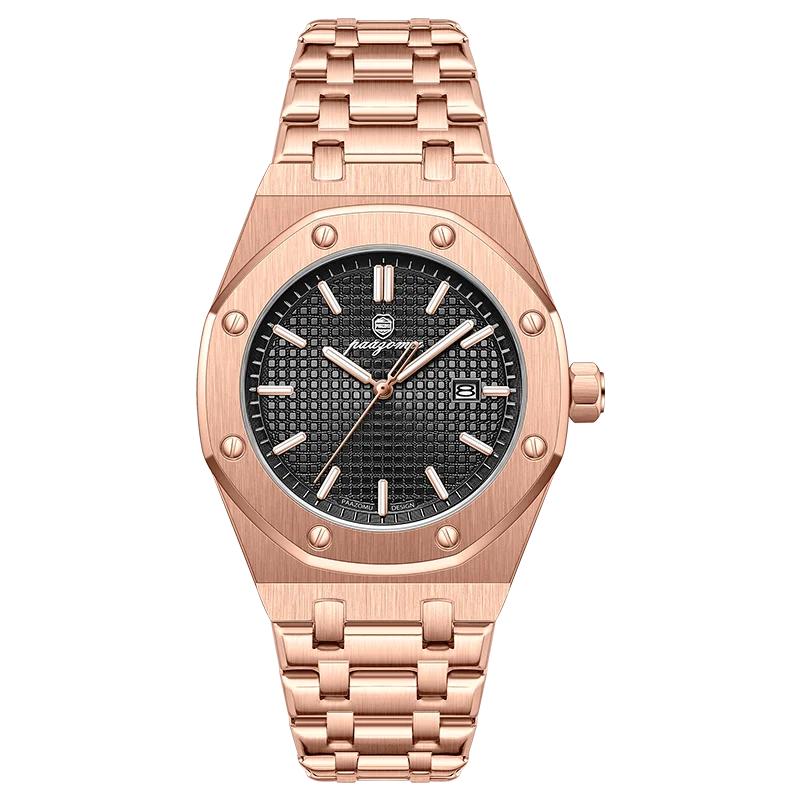 Reloj de pulsera personalizado PAAZOMU para hombre, reloj de cuarzo de acero inoxidable, resistente al agua, luminoso, con fecha, para hombre