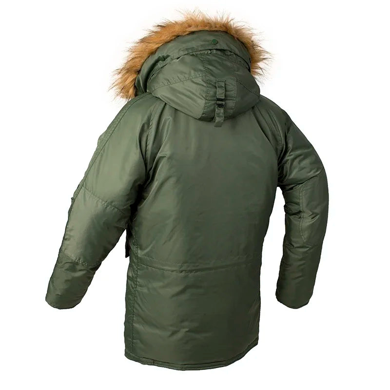 Parka militar coreana gruesa de invierno con capucha de piel, abrigo tipo bomber táctico, cálido, cortavientos, largo, ropa de hombre