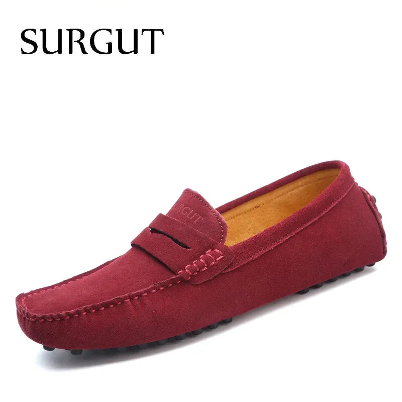 Mocasines de verano para hombre marca SURGUT, estilo casual, suaves, de alta calidad, zapatos planos de cuero auténtico, estilo italiano para conducir.