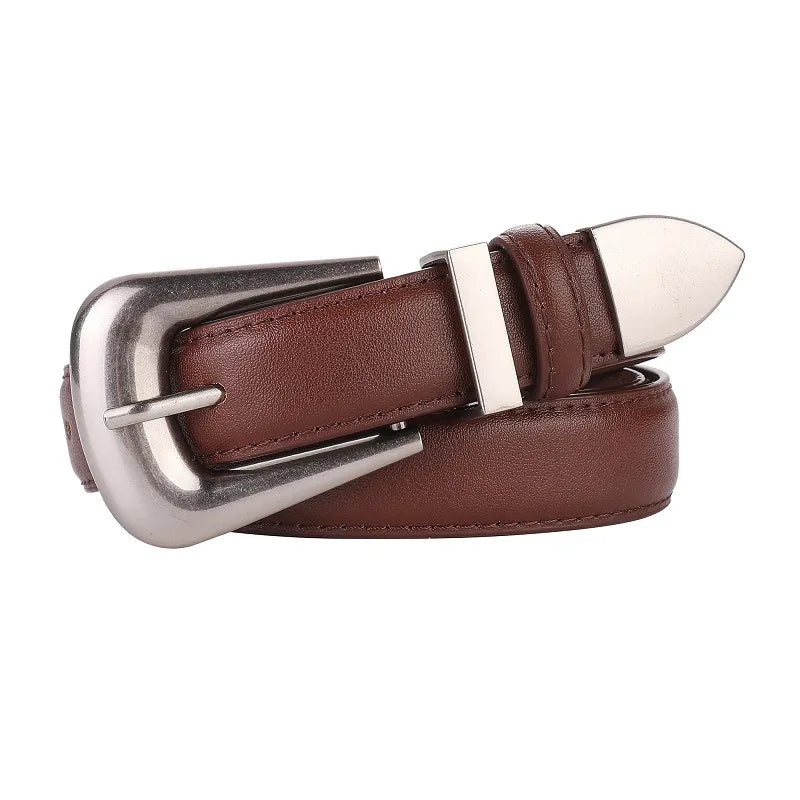 Genuine Leather Belt for Women Burgundy Leather With Gold Metal Buckle Luxury Casual Fashion Belts for Jeans Dresses