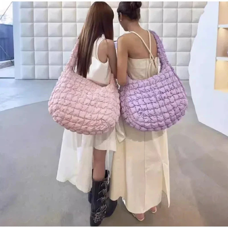 Bolso tipo nube grande y pequeño, de hombro, suave y plisado de poliuretano, diseño de dumpling para mujer