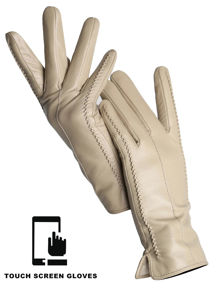 Damen-Lammfellhandschuhe Winter Warm mit Plüschfutter