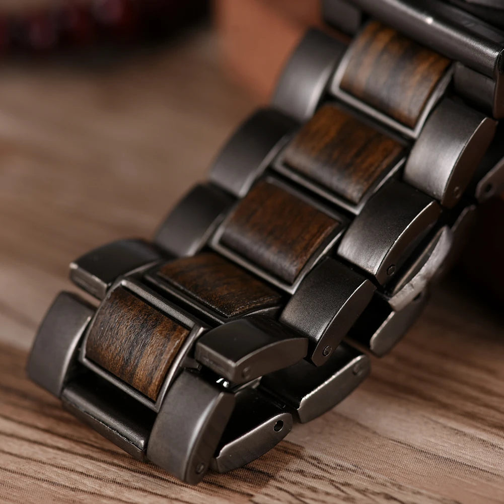 BOBO BIRD Wooden Watch Men's Quartz Wristwatch Military Chronograph Top Fashion Waterproof Clcok Great Gift Box Reloj Hombre