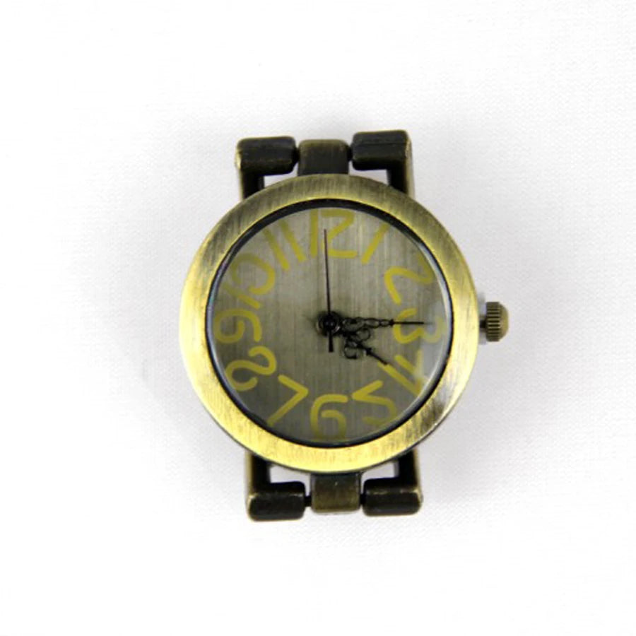 Cabezal de reloj de bronce antiguo con personalidad DIY Shsby, números negros, esfera circular, núcleo de reloj, correa de reloj, accesorios de reloj al por mayor