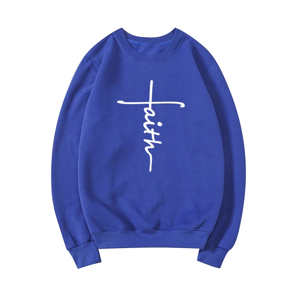 Faith Sweatshirt Christian Clothing Faith Cross Hoodie Women Crewneck Sweatshirts Religious Top Long Sleeve Pullover Hoodies