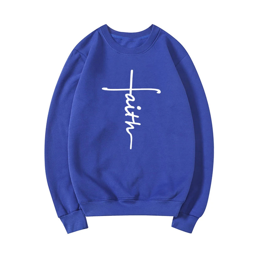 Bluza z napisem Faith chrześcijańska odzież bluza z kapturem Faith Cross damska bluza z okrągłym dekoltem religijny top bluza z długim rękawem z kapturem