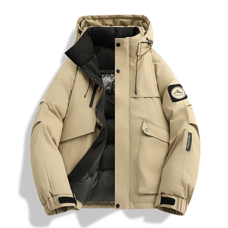 Men's Slim Fit Hooded Cotton and Polyester Winter Parka Jacket