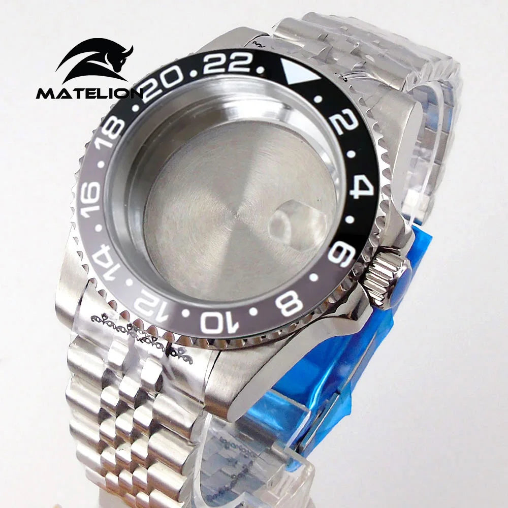Koperta do zegarka Matelion 200M do nurkowania 40mm, pasuje do mechanizmów NH35 NH36 NH34 GMT ETA 2824 PT5000, bransoleta typu Jubilee, szkło szafirowe, zapięcie przesuwne