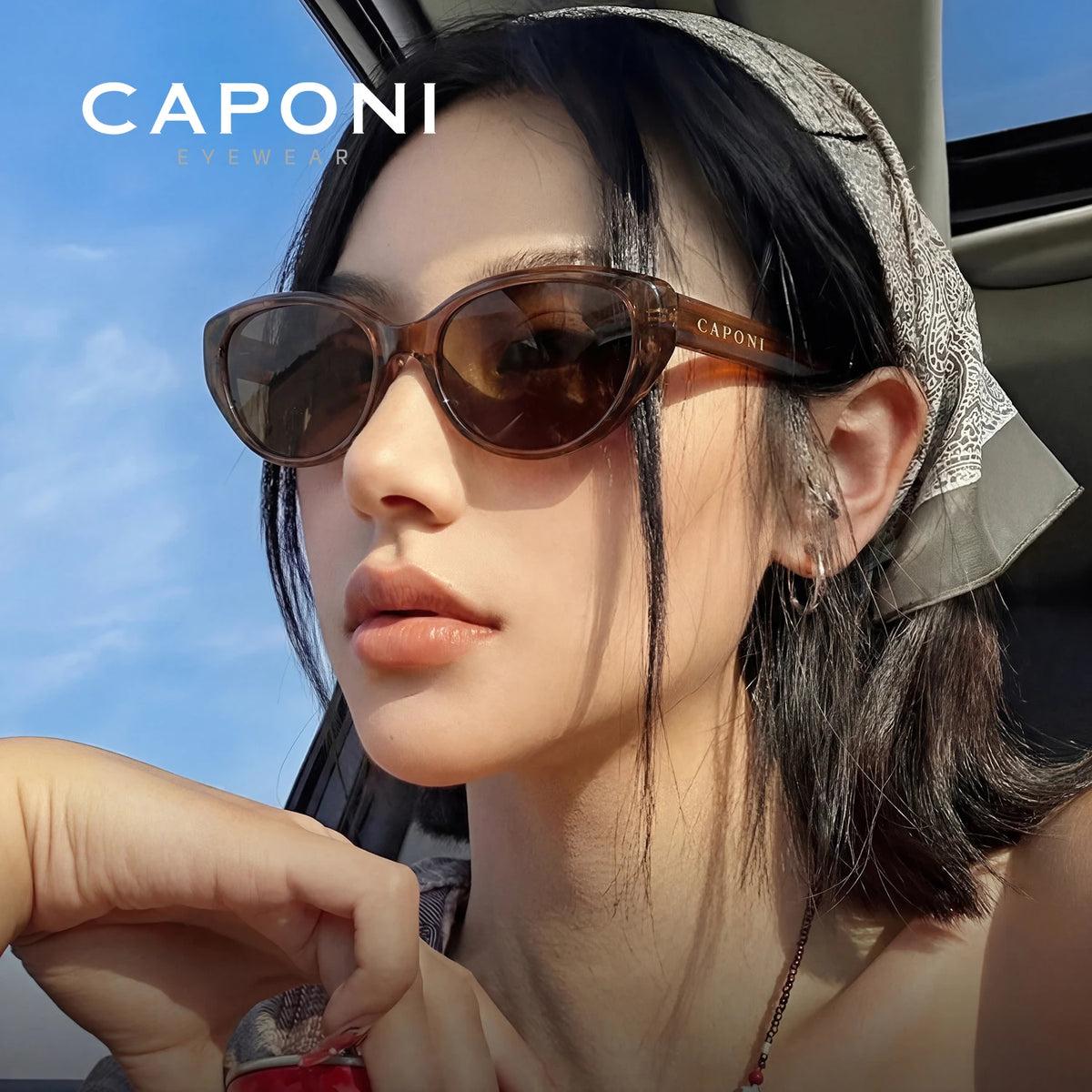 Gafas de sol para mujer CAPONI ojo de gato polarizadas con lentes marrones UV400