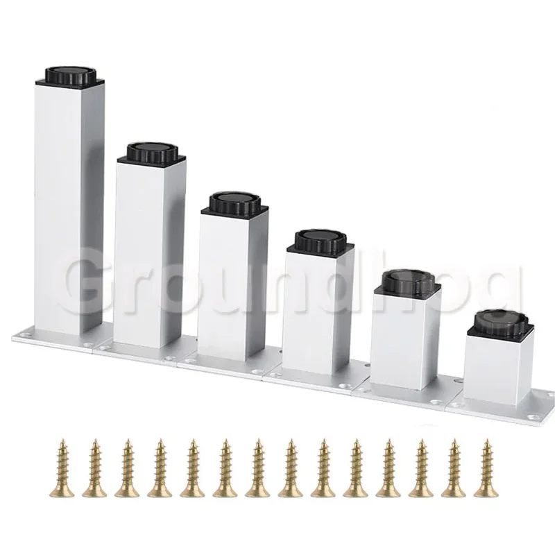 4pcs/Lot Aluminum Alloy Furniture Leg Adjustable Silver Square TV Cabinet Sofa Feet Height 50-30cm