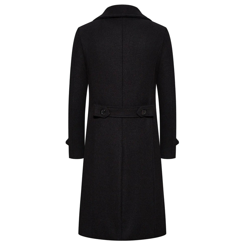 Abrigos largos de lana para hombre, moda de primavera, gabardinas cruzadas, rompevientos de otoño con cuello vuelto, ajuste entallado, ropa de abrigo masculina
