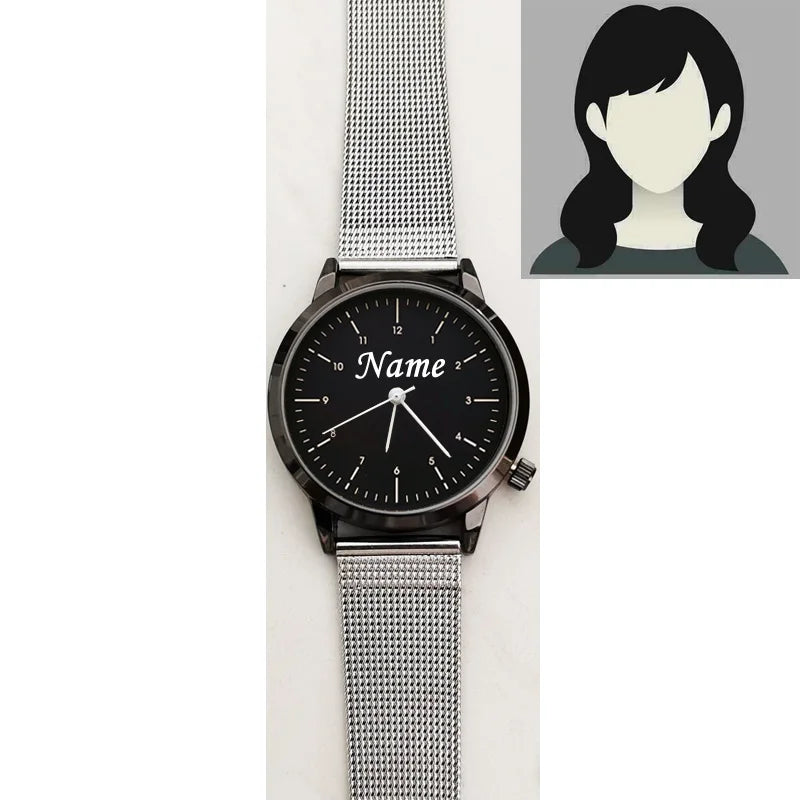 Grabado personalizado gratuito con su nombre, logotipo o texto. Reloj de pulsera para hombre y mujer, resistente al agua 3 ATM, reloj personalizado.