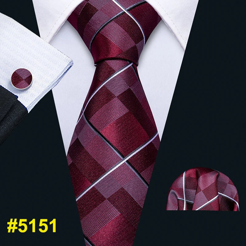 Nuevo conjunto de corbata y pañuelo de seda a cuadros rojos para hombre, corbatas de diseñador de moda Barry.Wang de 8.5 cm para fiesta, dropshipping FA-5151