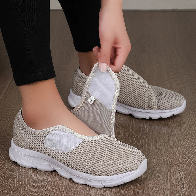 Nya vardagliga ortopediska skor för breda fötter, svullna fötter, hallux valgus, justerbara, mjuka och bekväma diabetikerskor, promenadskor