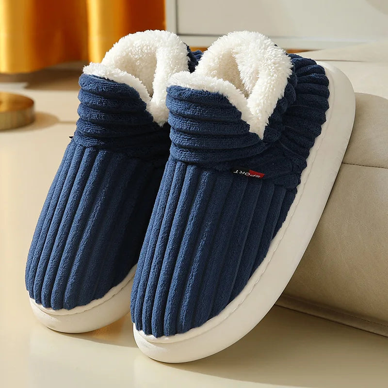 Evshine Soft Sole Slippers for Women Winter Fashion Women Fur Slippers Fuzzy Plush Men Slippers Warm Furry Women Cotton Shoes