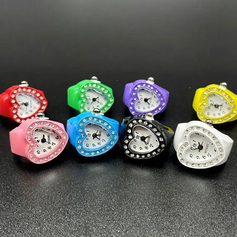 Reloj de dedo para mujer con estilo, diseño pequeño y delicado, con diamantes brillantes y moda elegante