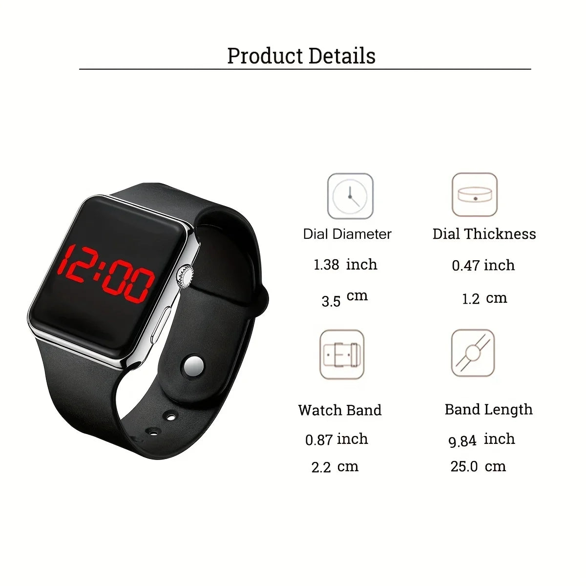 2pcs Couples Watch LED Display Electronic Watch Sports Silicone Digital Wrist Watch for Women Men Valentines Gift for Her Him