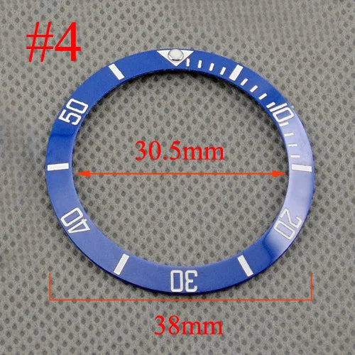 Inserto de bisel de cerámica negro, azul, blanco y verde de 38 mm para reloj automático para hombre Submariner de 40 mm