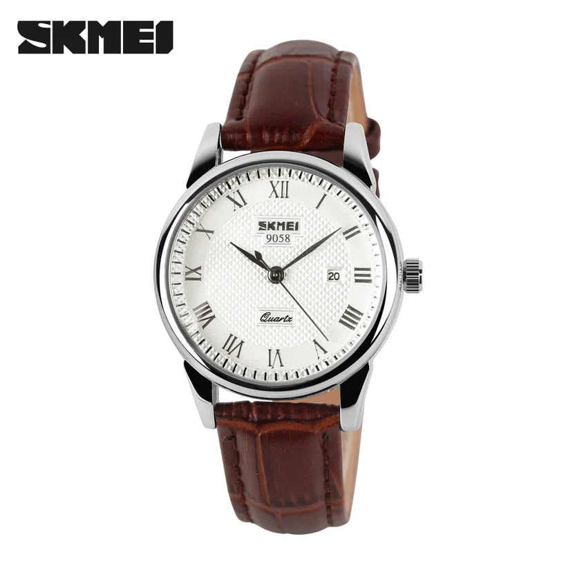Reloj SKMEI 9058 de cuarzo con correa de cuero para hombre y mujer