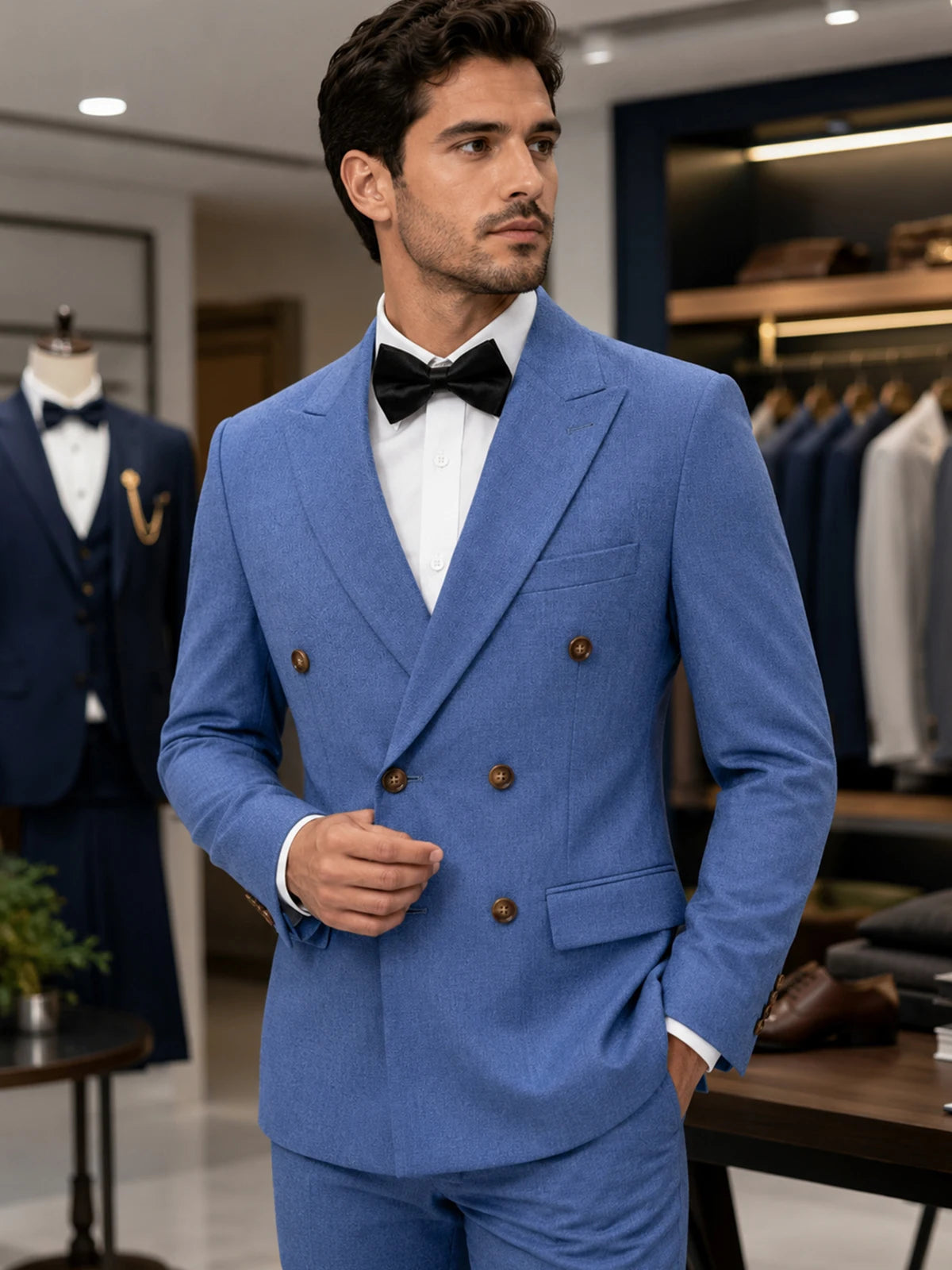 ST Cassy Navy Blue High Quality Luxury Men's Suit 2 Piece Set Elegant Wedding Groom Suit for Men Stylish Business Office Suit