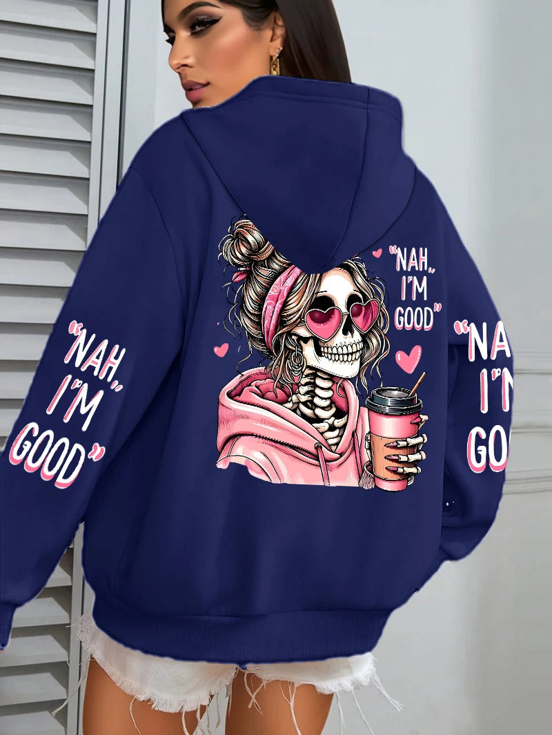 Sudadera con capucha para mujer, estampado divertido "Expensive Talks Back", suelta, multicolor, con forro polar, estilo deportivo informal con bolsillo para otoño
