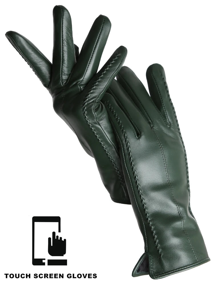 Damen-Lammfellhandschuhe Winter Warm mit Plüschfutter